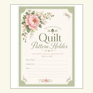 Quilt Pattern Holder | Printable A4 Sewing Organiser | Quilting Pattern Storage Folder | Instant Download