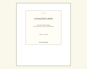 Kärleksfulla quiltetiketter | Utskrivbara tygmeddelanden för quilts (PDF-nedladdning)