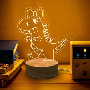 Dinosaur Kids Night Light Gift for Kid, Kids Room Decor, Custom Name Light Gift for Her, Custom Kids Christmas Gift, Personalized Gifts