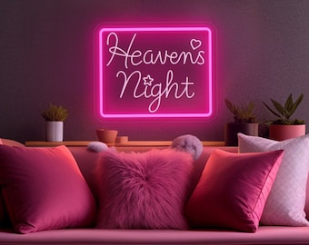 Heaven&#39;s Night Neon Sign Custom Wall Decor, Led Neon Sign Halloween Decor, Custom Led Sign Home Decor, Neon Lights Personalized Gifts