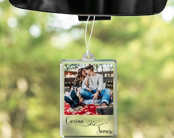 Hanging Car Photo Frames Custom Gift for Mom, Car Accessories, Personalized Memorial Gifts for Mother, Car Mirror Decor, Gifts for Dad