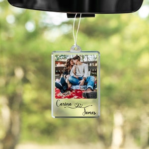 Hangende autofotolijsten aangepast cadeau voor haar, auto-accessoires, gepersonaliseerde herdenkingscadeaus voor hem, cadeaus voor papa, Valentijnsdag