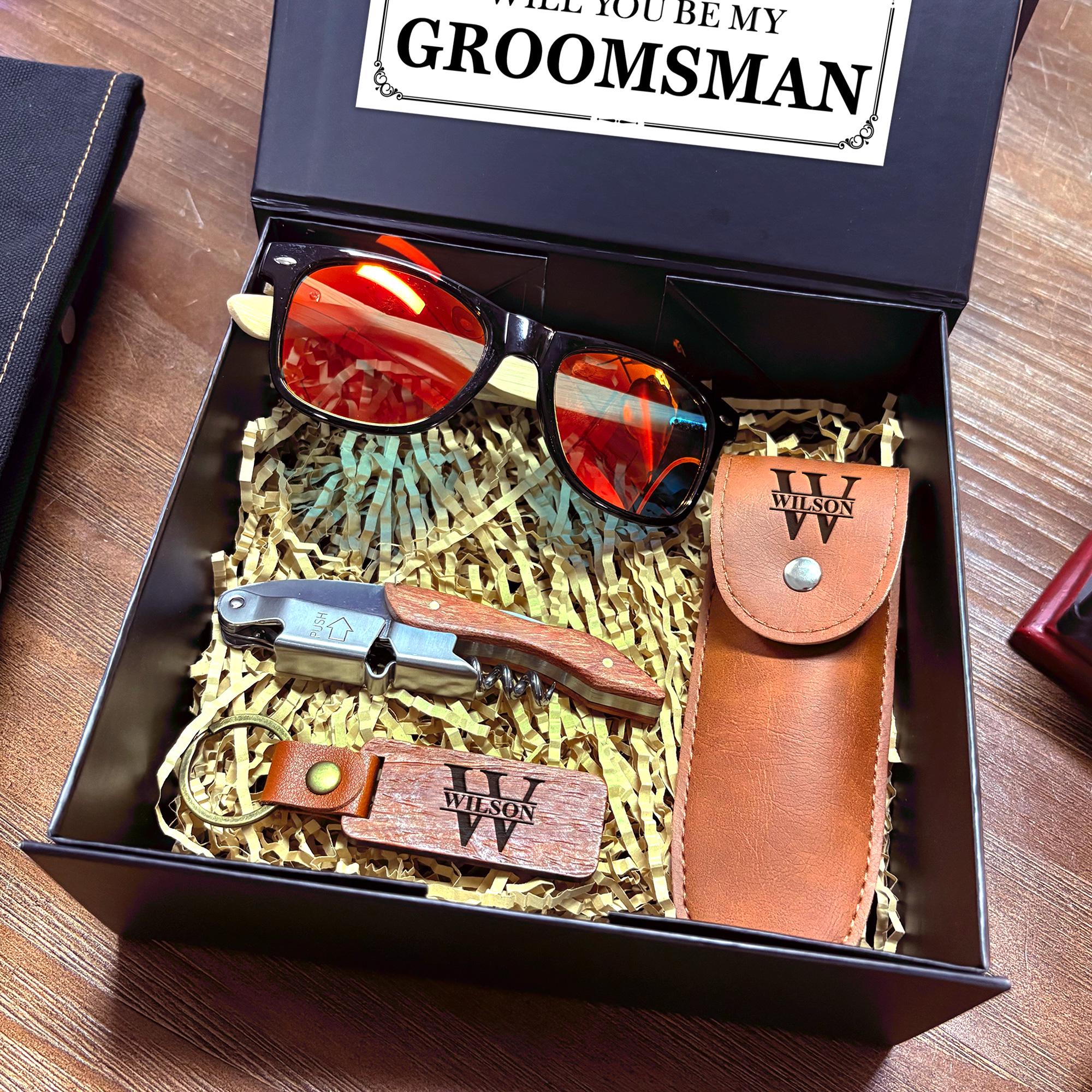 Groomsman Gift Box Custom, Men's Proposal Gift, Personalized Wedding Accessories, Bulk Groom Groomsmen Gifts, Premium Wine Opener Gift Set