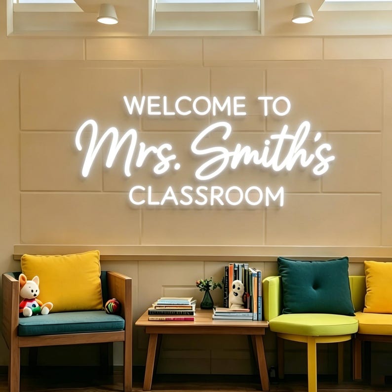 Custom Teacher Name Neon Sign, Classroom LED Light Decor Door Hanger ...