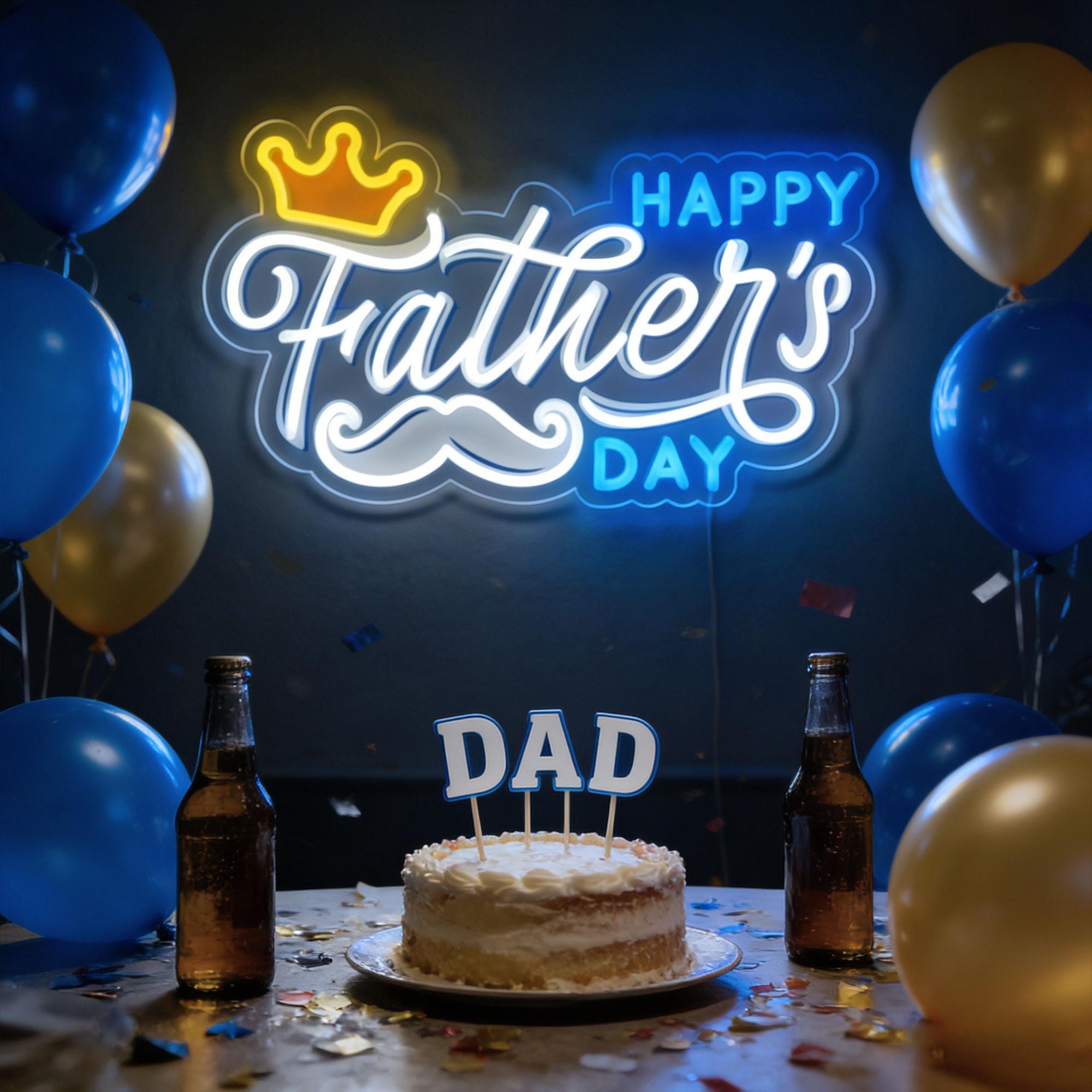Happy Father's Day Neon Sign Custom Gifts for Dad, LED Man Cave Light ...