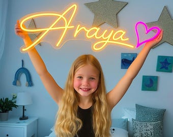 Letrero de neón personalizado con nombre para niños, luz LED personalizada para guardería, dormitorio, decoración de pared, regalo único para niños, cumpleaños y baby showers.