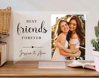 Gepersonaliseerde fotoplaquettecadeaus voor vrienden, aangepaste fotocadeaus voor haar, cadeau voor beste vriend, zusterfotolijst gepersonaliseerde geschenken