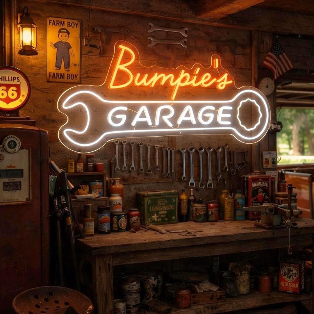 Custom Garage Neon Sign: Personalized LED Man Cave Light, Car Workshop ...