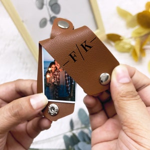 Personalisierter Foto-Schlüsselanhänger, personalisiertes Leder-Vatertagsgeschenk für neuen Vater, Bräutigam-Geschenke, Paare-Schlüsselanhänger, Jubiläumsgeschenk, Muttertagsgeschenk Bild 5