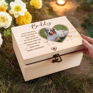 Gepersonaliseerde huisdier Memorial Keepsake Box, Sympathy Pet Loss Gift, Dog Cat Memorial Box, Pet Lover Gift, houten huisdier geheugen geschenkdoos