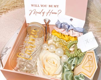 Will You Be My Bridesmaid Personalized Gift Box Set, Bridal Party Gift Boxes, Custom Gift for Maid of Honor, Matron of Honor, Flower Girl