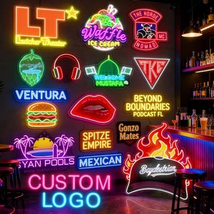 Insegna al neon con logo aziendale personalizzato, insegna luminosa con logo aziendale personalizzato, logo al neon personalizzato per vetrine, bar, decorazioni murali per ristoranti