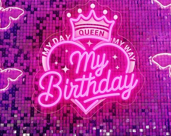 Custom Birthday Neon Sign, Happy Birthday LED Sign, Birthday Party Backdrop Decor, Home Wall Decor, Personalized Birthday Gifts for Her/Him
