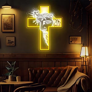 Jesus Cross Neon Sign Christian Gifts, Crucifix Led Light Baptism Favors, Christmas Home Decor, Led Sign Baptism Gifts, Religious Gifts