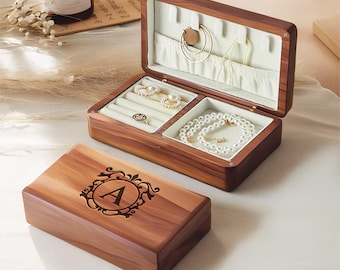 Kundenspezifische Schmuckschatulle Valentinstag Geschenk für sie, personalisierter alter englischer Name hölzerner Erinnerungskasten, kundenspezifisches Geburts-Blumengeschenk