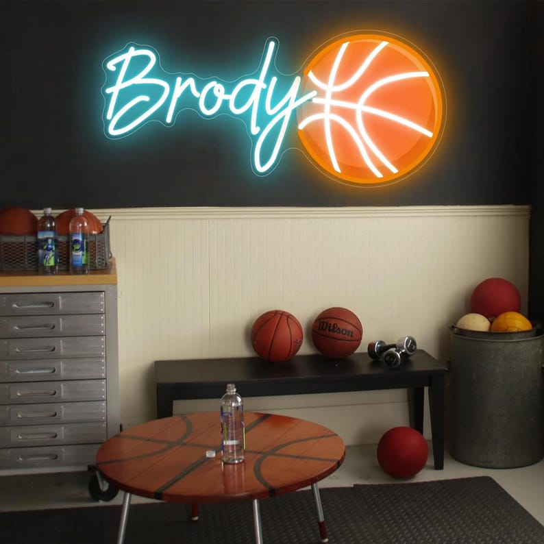 Led Basketball. Sign Custom Basketball Led Neon Sign, Custom Name Neon Sign for Kids ...