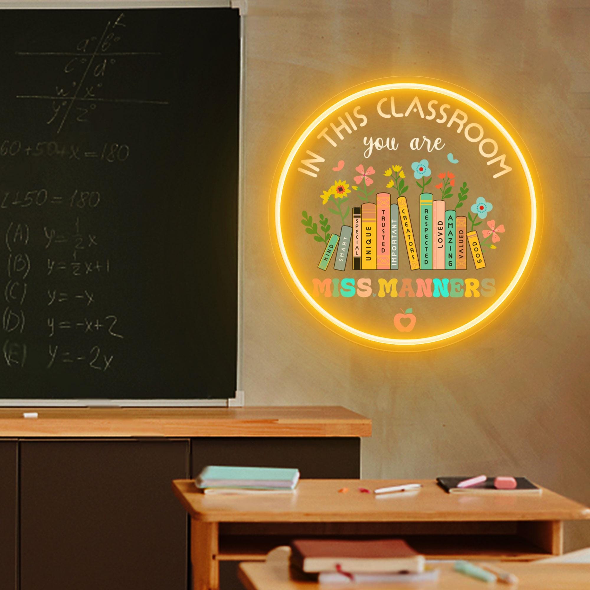 Teacher Door Sign Custom Classroom Wall Decor, Grade Teacher Name Sign ...