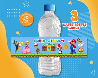 Super Mario Bros – Water Bottle Label – Printable - 3Grafik