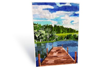 Dock, Nature, Any Occasion Card, Fishing, Digital art, Blank Card