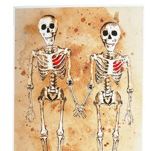 Di que te desintegrarás conmigo, tarjeta de San Valentín, amor, esqueletos, arte original