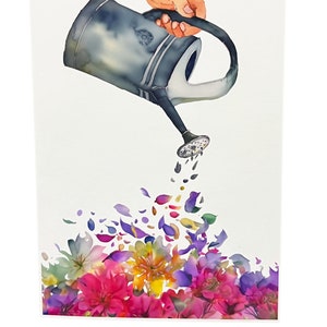 Arrosoir, Carte de fête des mères, Aquarelle, Bonne fête des mères, Fleurs, Cadeau, Pour maman