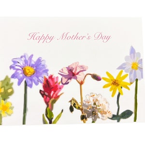 Tarjeta del día de la madre con flores silvestres, feliz día de la madre, tarjeta para mamá, flores para el día de la madre, para mamá, para ella, regalo