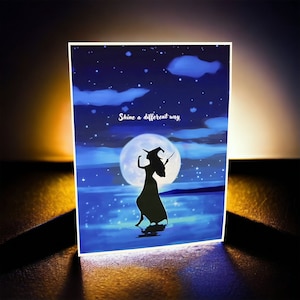 Shine A Different Way, Dance Like No One Is Watching, Halloween Card, Dancing Witch, Inspirational, Moonlight, Ocean, Stars