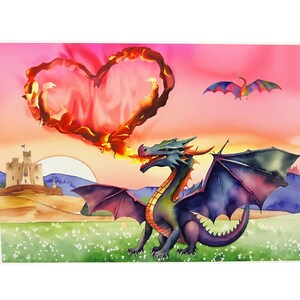 フレイマー、ドラゴン、バレンタインカード、母の日カード、オリジナルアート、母の日おめでとう、ハート、バレンタインデー
