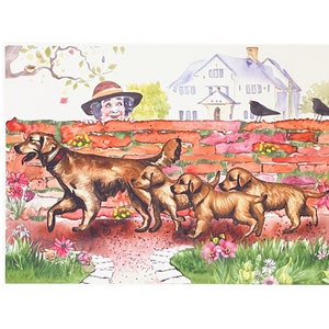 Hond moeder, Moederdag kaart, puppy's, voor moeder, voor haar, originele kunst, gelukkige Moederdag