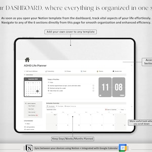 ADHD Digital Planner for Notion | Self-Care and Productivity Dashboard