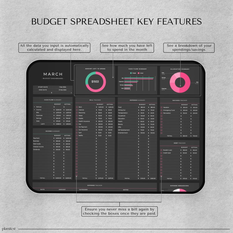 Budget Tracker | Google Sheets Budget Planner | Monthly Budget Template | Monthly Budget Spreadsheet | Budget by Paycheck