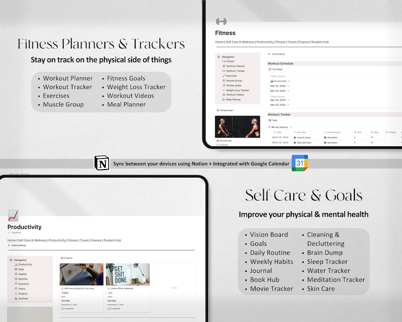 Focus and Productivity ADHD Planner | Adult Notion Dashboard Template