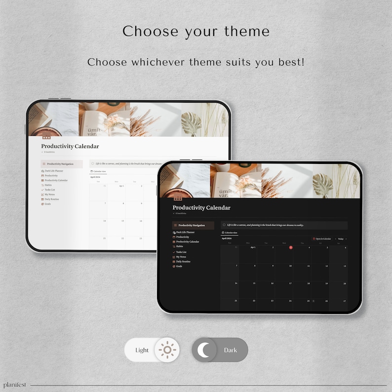 Life Notion Planner Dashboard: All-in-One Template | Dark Mode for Ultimate Organization | Personalized Digital Planner with Aesthetic Touch