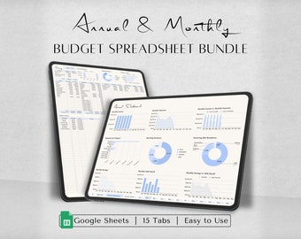 BUDGET PLANNER BUNDLE - Google Sheets | Annual/Monthly Budget Spreadsheet | Budget Template | Simple Budget Tracker, Biweekly Budget Planner