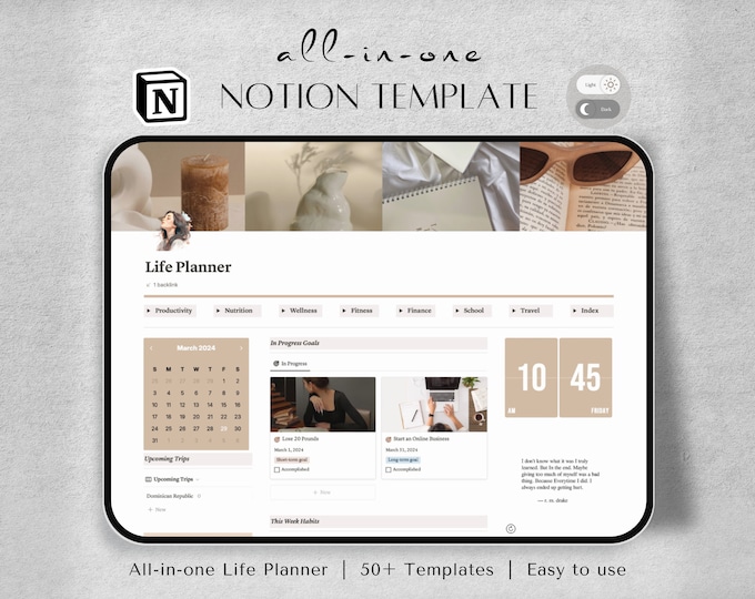Notion Template | Life Planner Notion Dashboard | ADHD Digital Planner ...