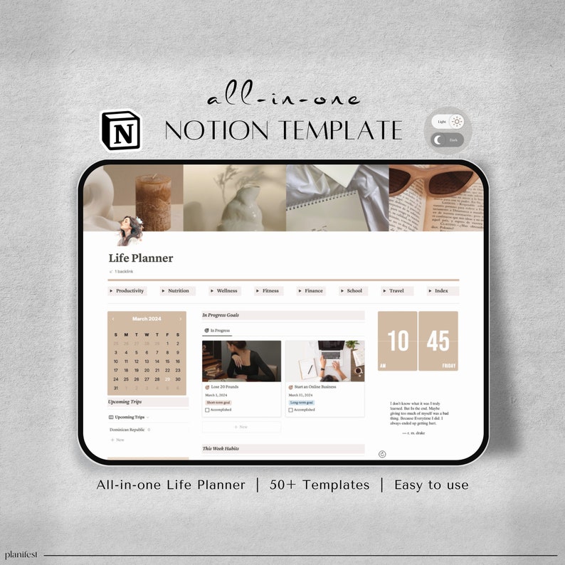 Notion Template | Life Planner Notion Dashboard | ADHD Digital Planner | Adult ADHD Notion Templates, Planner Productivity Self Care Planner