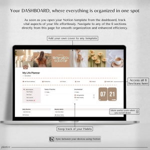 Notion Organizer | Notion Layout | Complete Life Notion Organizer | Daily Notion Templates for ADHD | Stylish Life Notion Organizer | Bright & Dark
