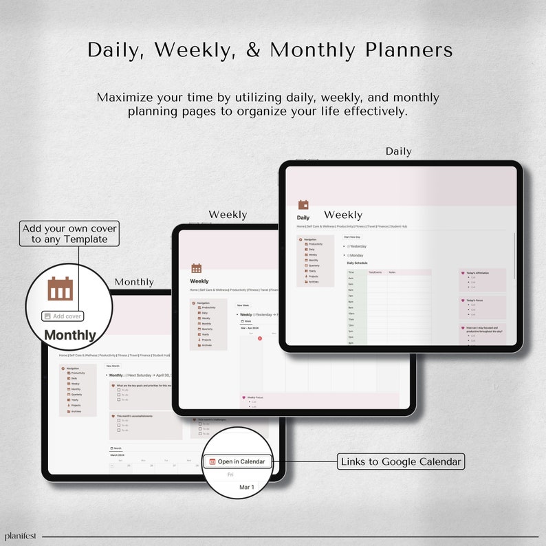 Notion Scheduler | Notion Format | Comprehensive Notion Scheduler | ADHD Daily Notion Layouts | Chic Life Notion Scheduler | Day & Night