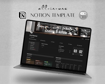 Notion Ultimate Life Planner | ALL IN ONE Notion Template | Notion Dashboard | Adhd Notion Planner | Digital Planner | Dark Mode Templates