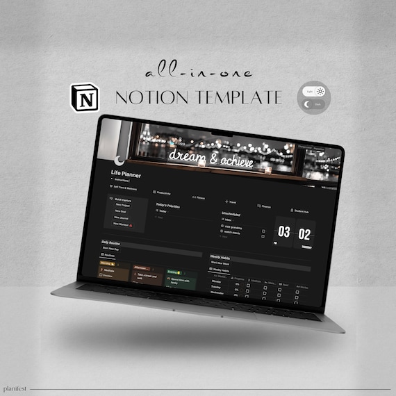 Notion Ultimate Life Planner | ALL IN ONE Notion Template | Notion Dashboard | Adhd Notion Planner | Digital Planner | Dark Mode Templates