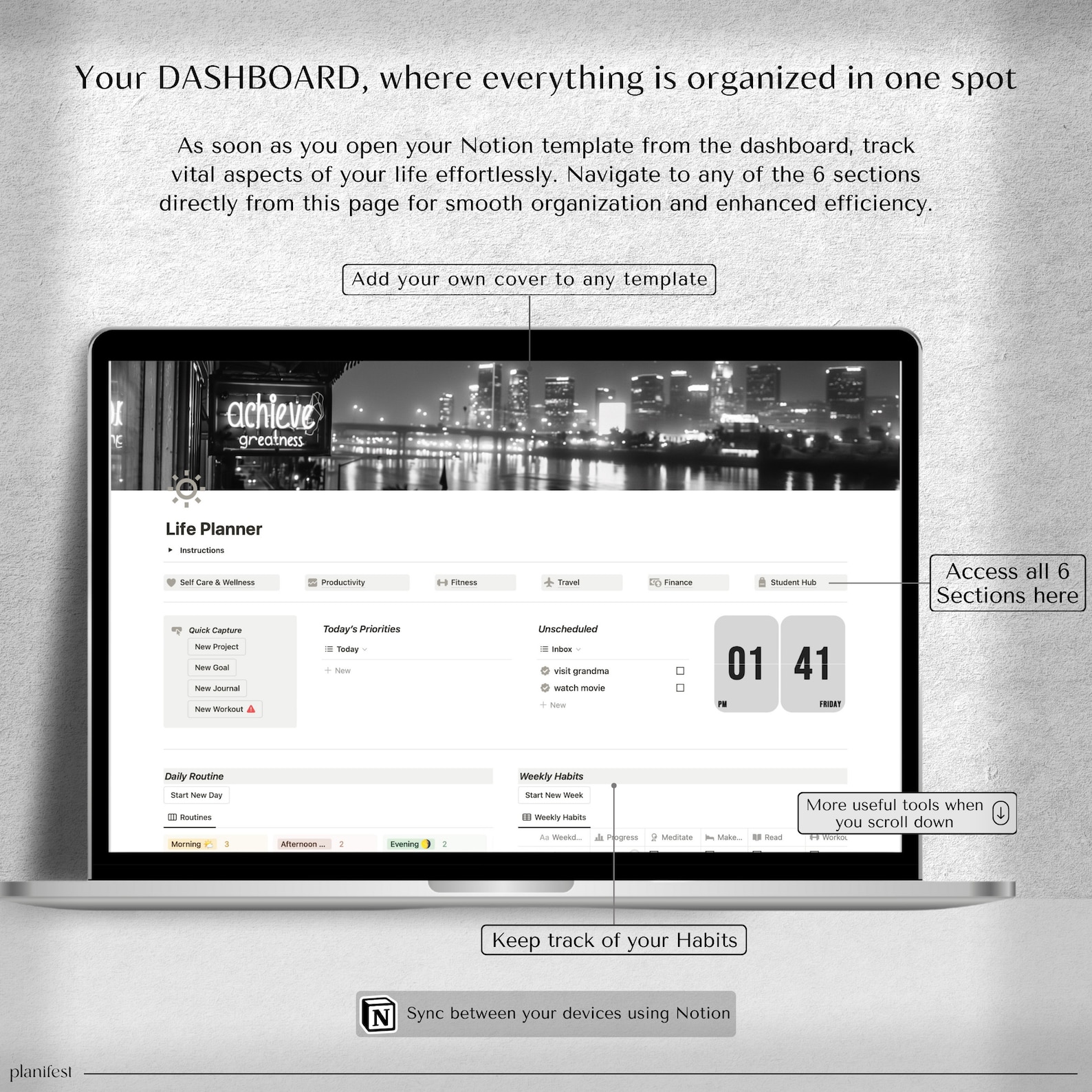Notion LIFE Planner Template | All in One Notion Dashboard | Aesthetic ...