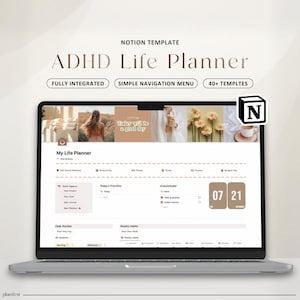 Notion Template ADHD Planner Notion Dashboard ADHD Digital Planner Adult ADHD Notion Templates Focus Planner Productivity Self Care Planner
