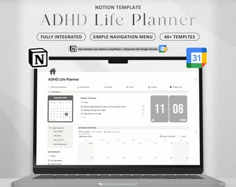 ADHD Notion Planner, Notion Template ADHD, Notion Dashboard, ADHD Planner For Productivity And Organization, Self Care Planner, Notion