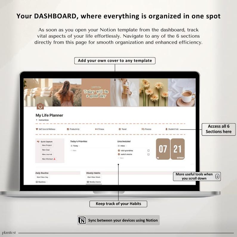 Digital ADHD Planner for Notion – Focus, Productivity, and Self-Care in One.