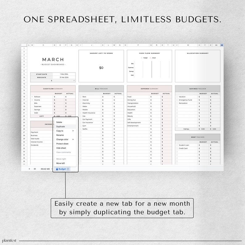 Budgeting Tool for Google Sheets | Monthly Budget Spreadsheet | Paycheck Tracker | Weekly Budget Template | Biweekly Budget Planning