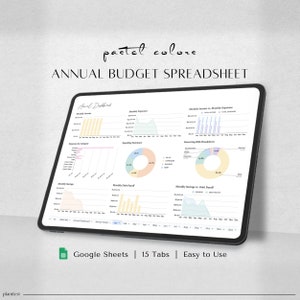 Annual Budget Spreadsheet, Google Sheets Spreadsheet, Biweekly, Monthly Budget Tracker, Bill Calendar, Debt Tracker, Budget Planner, 15 TABS
