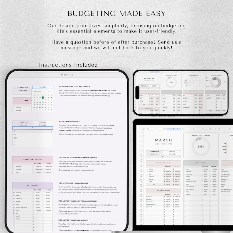 Google Sheets Budget Manager | Monthly Budget Spreadsheet | Paycheck Tracker | Weekly Budget Template | Biweekly Budgeting Solution