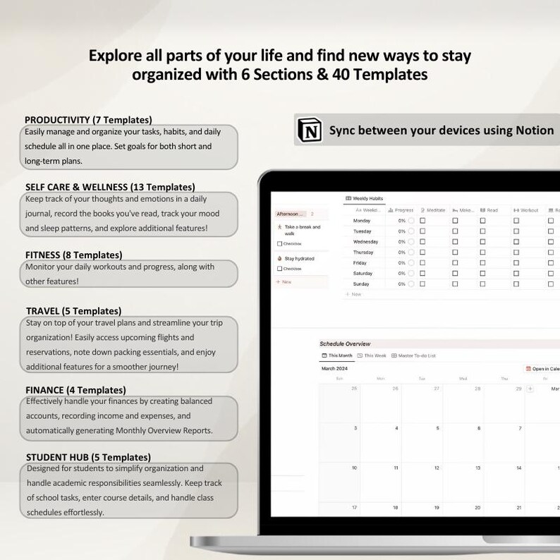 Notion Dashboard ADHD Planner – Boost Productivity and Focus with Adult ADHD Templates.
