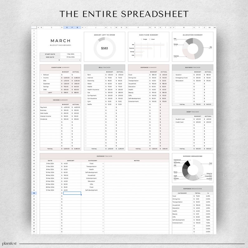 Google Sheets Budget Planner | Monthly Budget Spreadsheet | Paycheck Tracker | Weekly Budget Template | Biweekly Budget Tracking