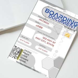 Child Space Party Invitation Template, Instant Download, DIY Kid Party Invite, Editable Card, Canva Template